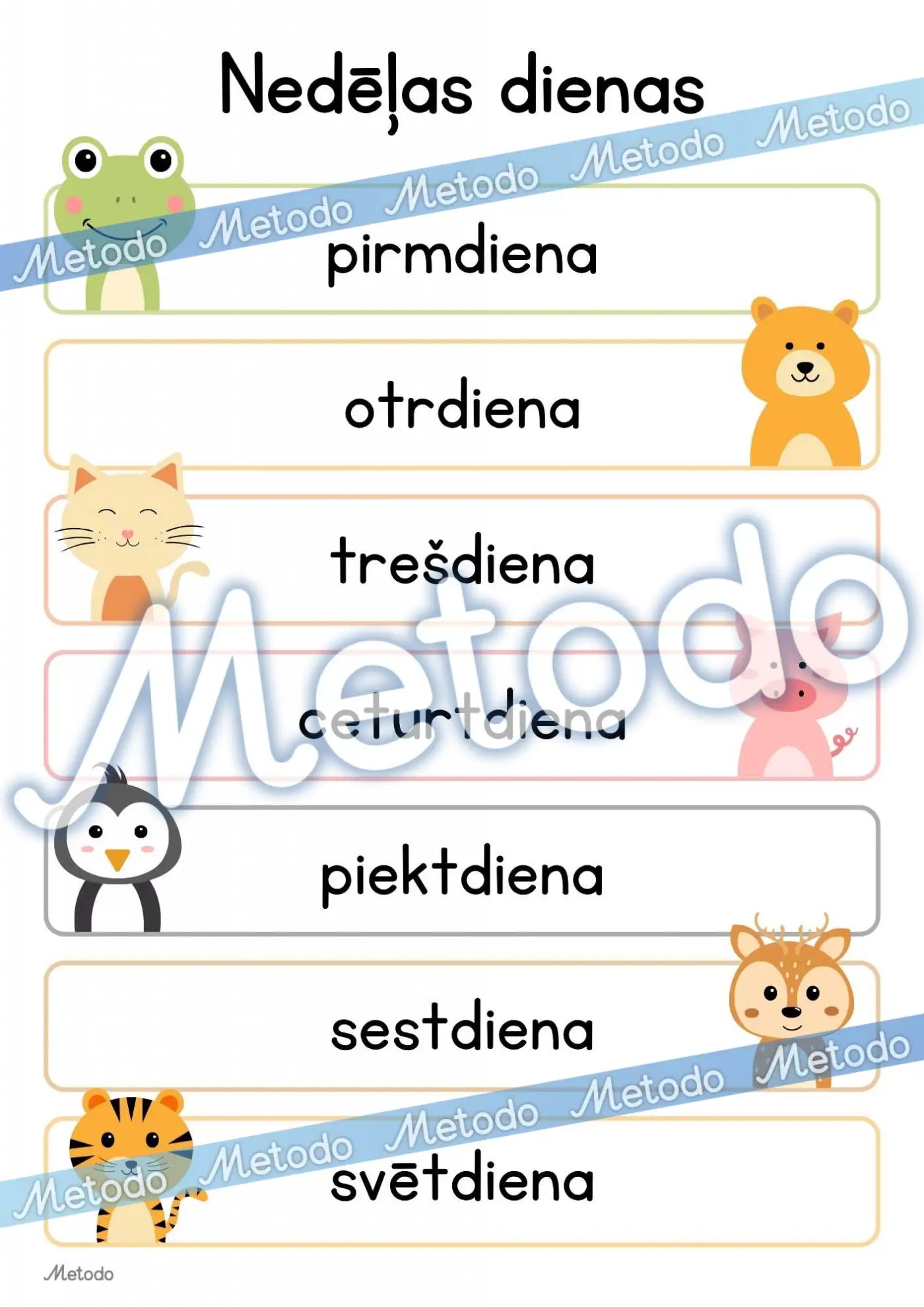 Nedēļas dienas plakāts Metodo