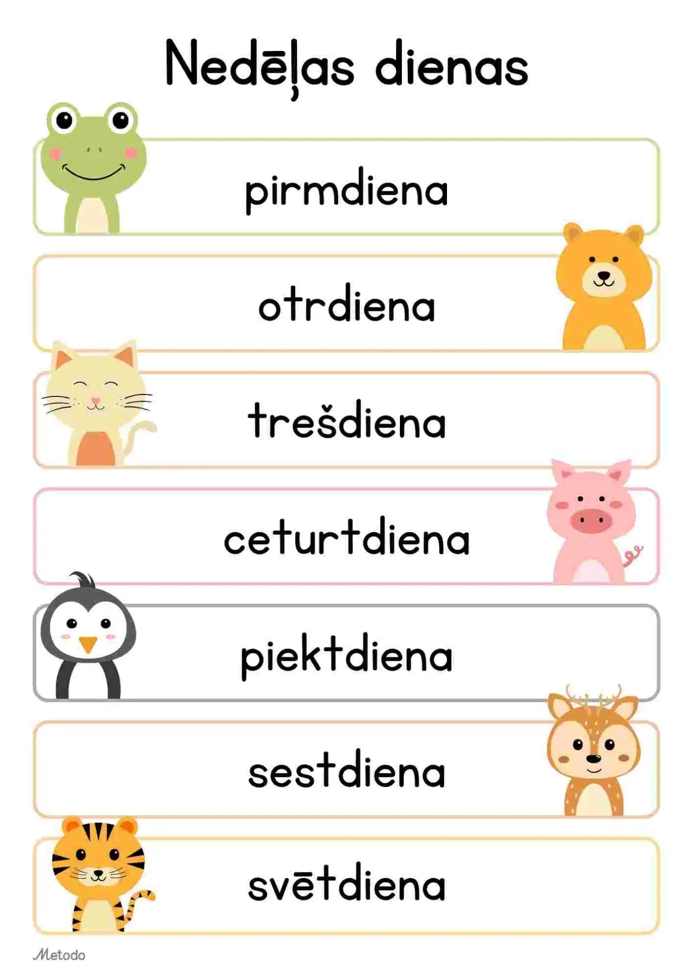 Nedēļas dienas plakāts metodo.lv