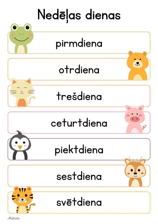Nedēļas dienas plakāts metodo.lv