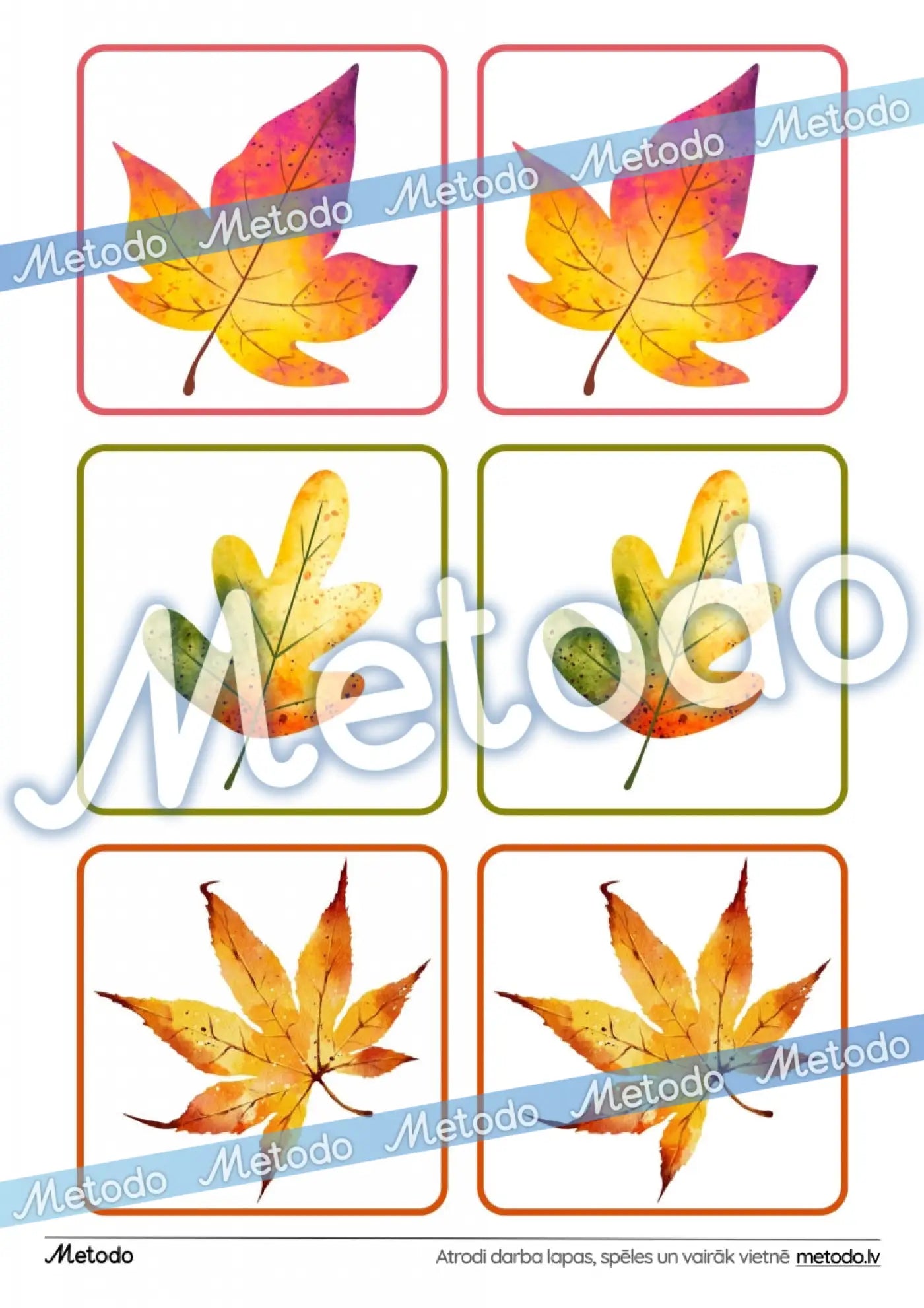 Pāru spēle, rudens lapas Metodo uzdevumi