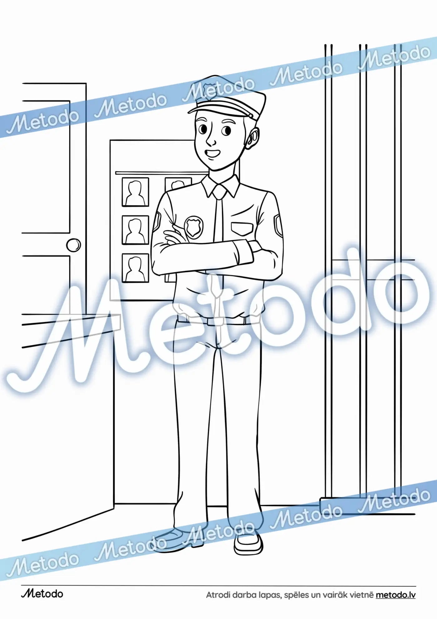 Policists - krāsojamā lapa Metodo