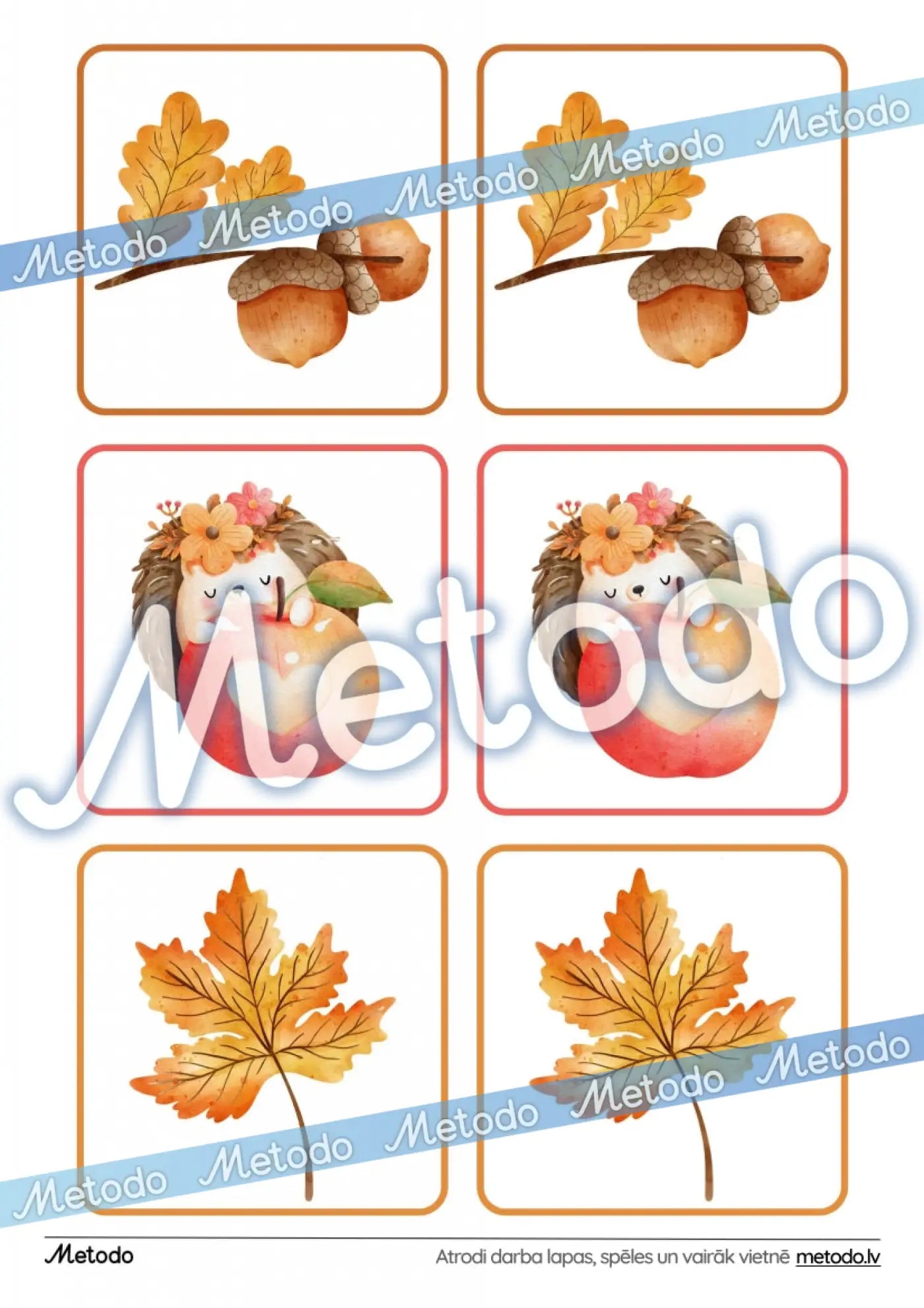 Rudens, atmiņas spēle krāsainas kartītes