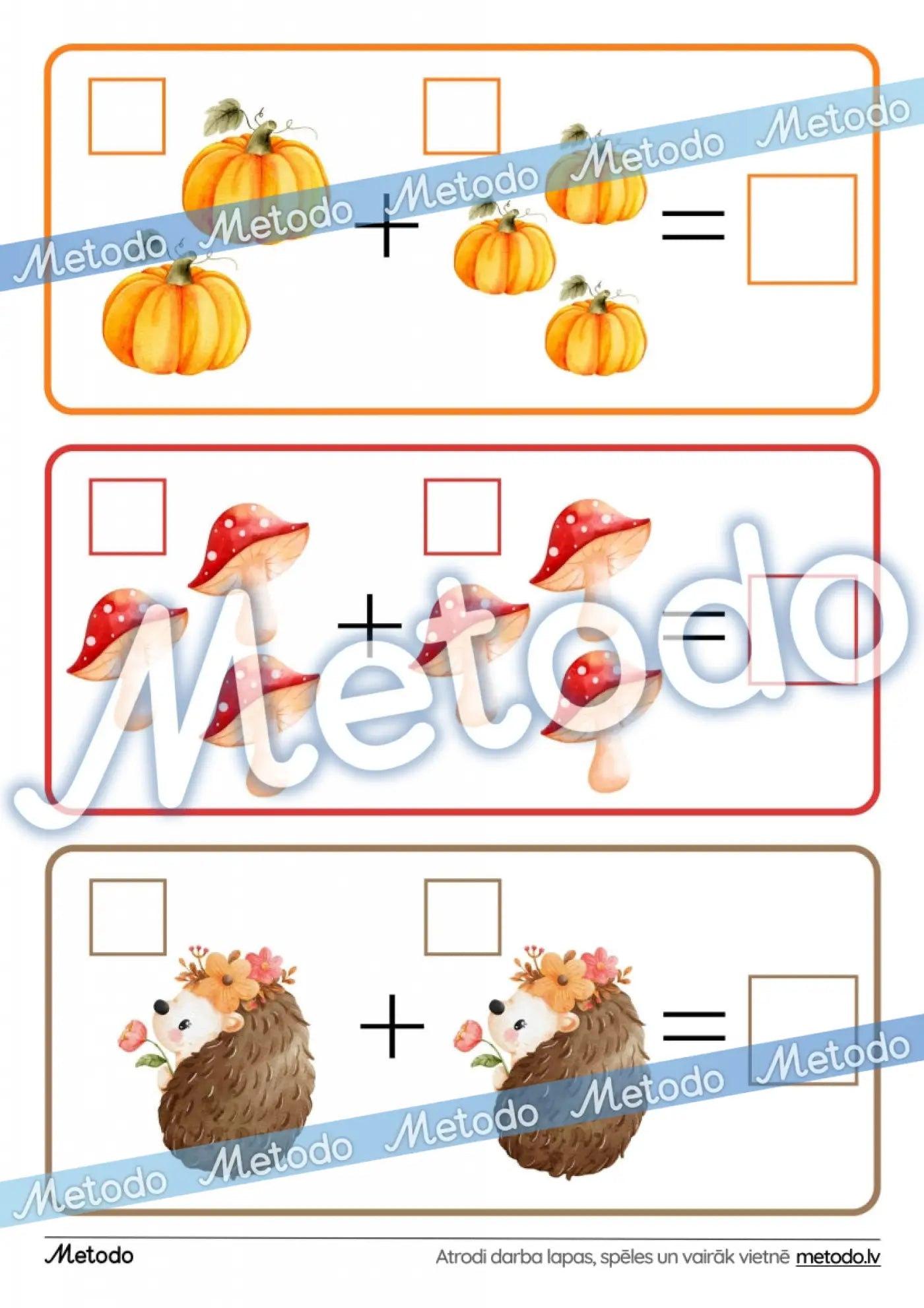 Rudens saskaitīšana - 3 darba lapas Metodo