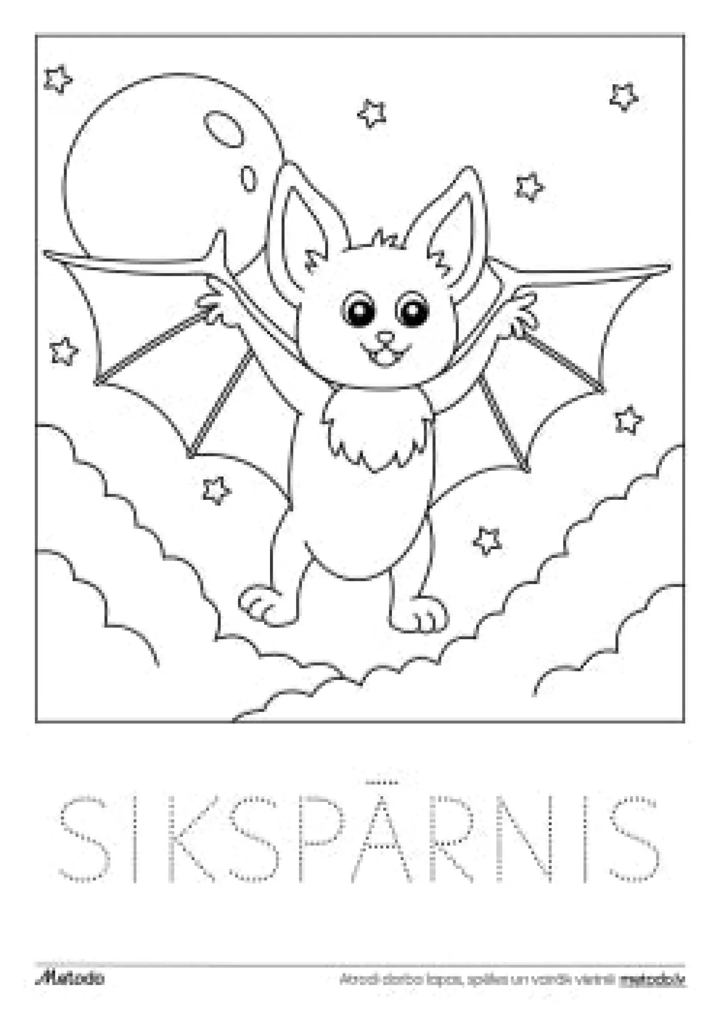 Sikspārnis - krāsojamā lapa metodo.lv