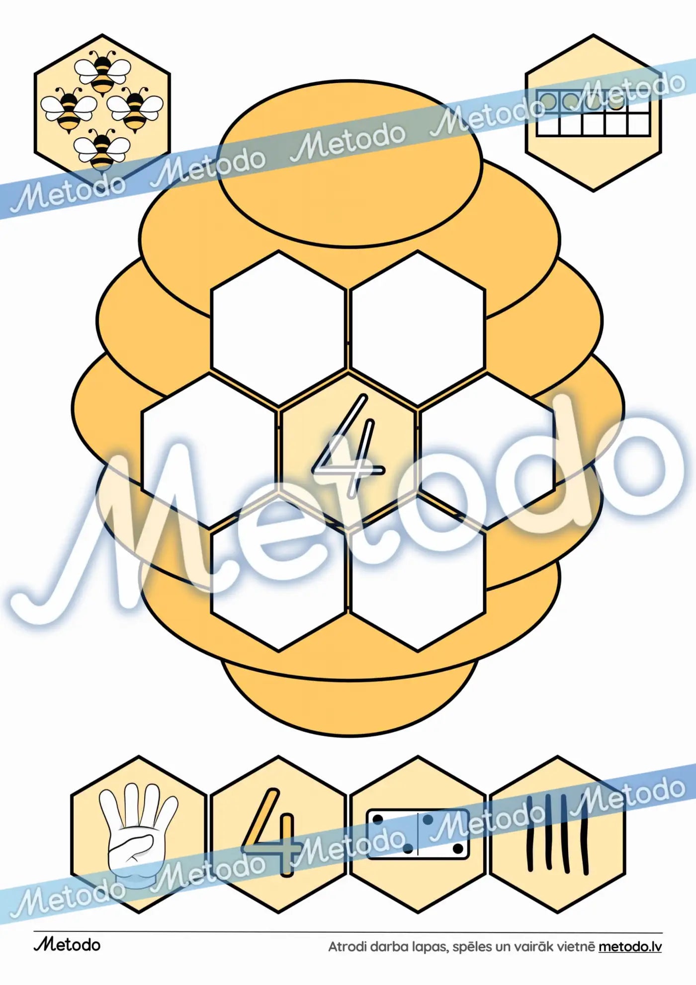 Skaitīšana, bites - 10 darba lapas Metodo skaitām līdz 10 uzdevumi
