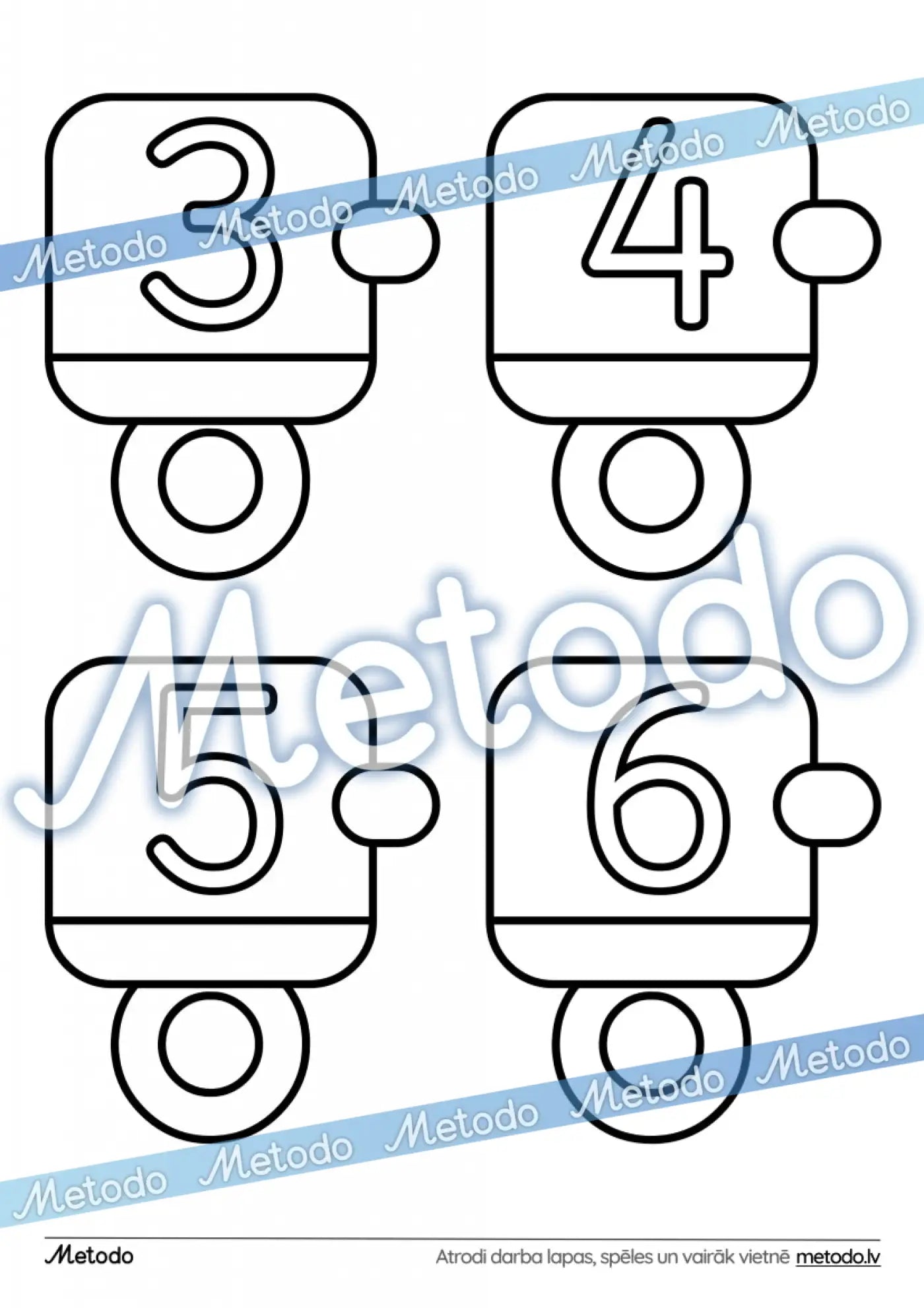 Skaitļu vilcieniņš - dekors Metodo krāsojams dekors par skaitļiem