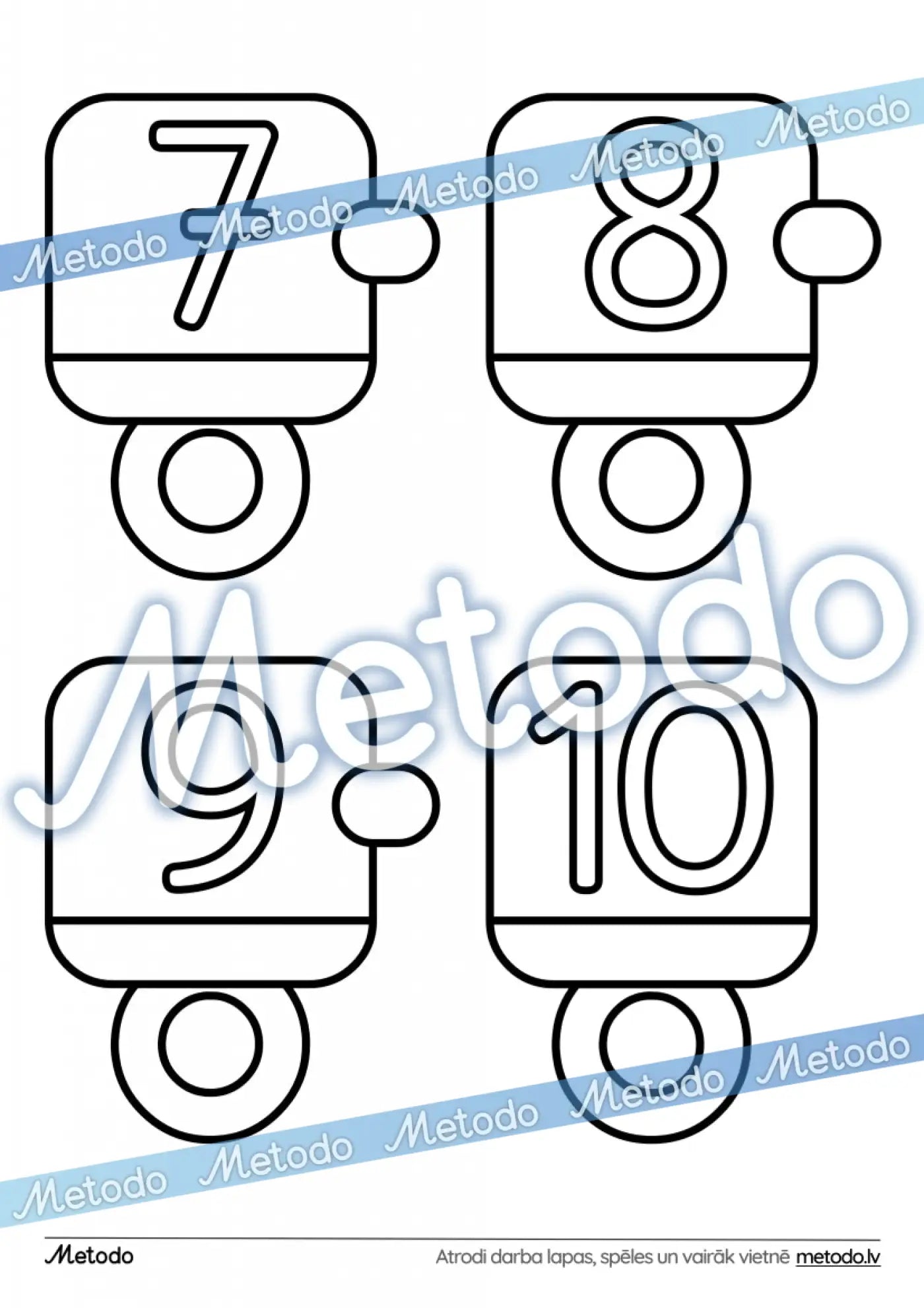 Skaitļu vilcieniņš - dekors krāsojams dekors vilcieniņš mācību materiāli pirmsskolai Metodo
