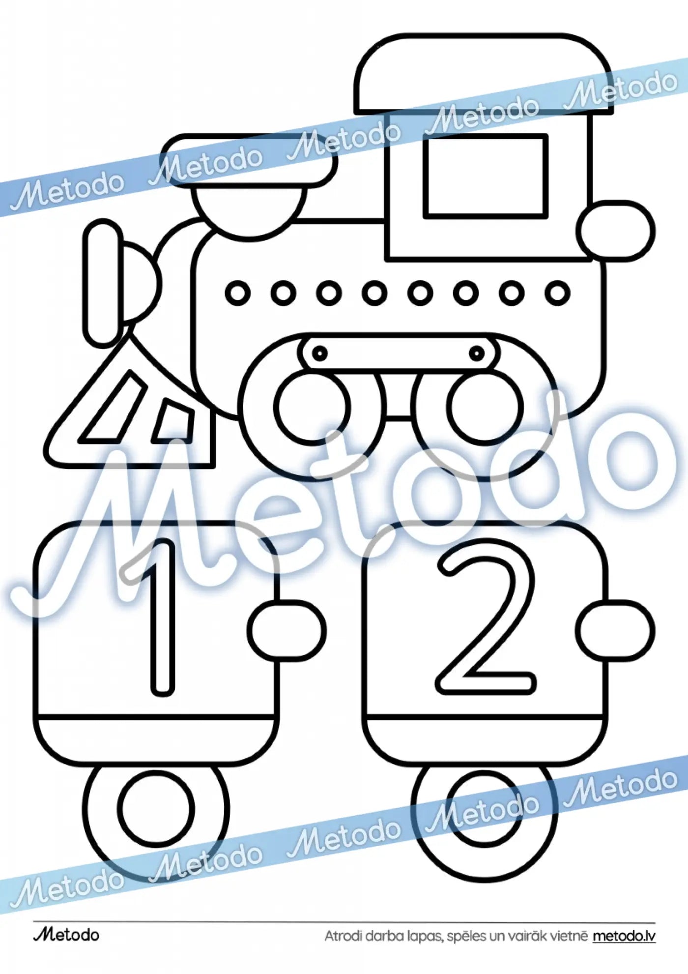 Skaitļu vilcieniņš - dekors krāsošanai skaitļi Metodo