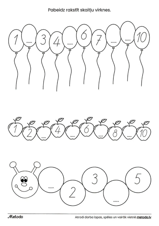 Skaitļu virknes - 2 darba lapas metodo.lv