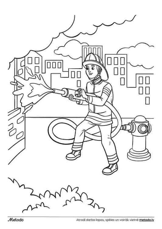 Ugunsdzēsējs - krāsojamā lapa metodo.lv