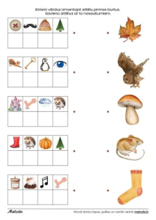 Vārdu risināšana un savienošana, rudens metodo.lv