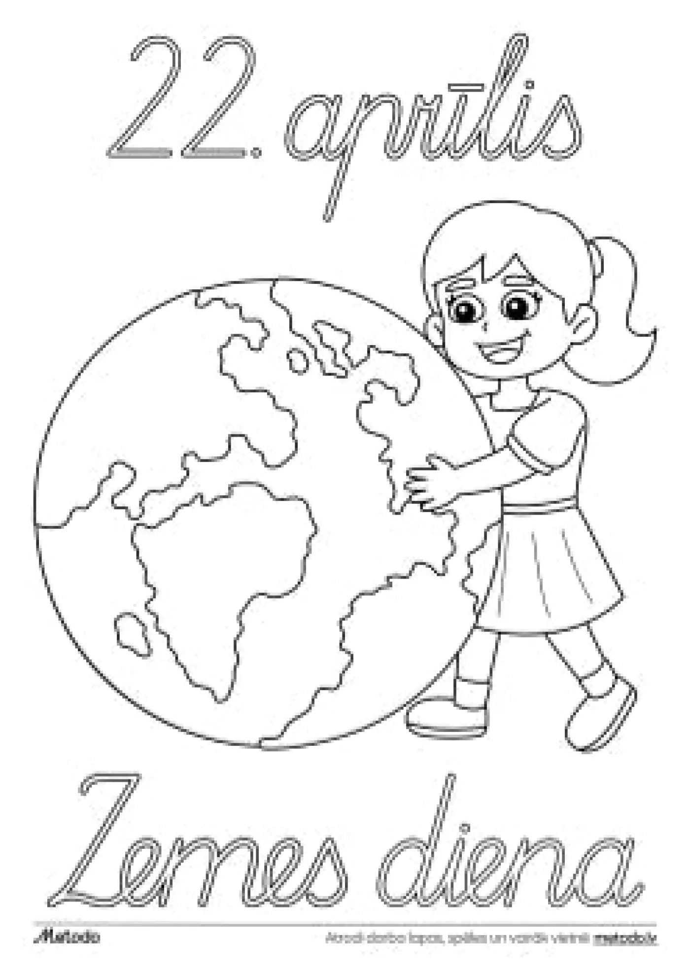 Zemes diena - 22. aprīlis, krāsojamā lapa metodo.lv