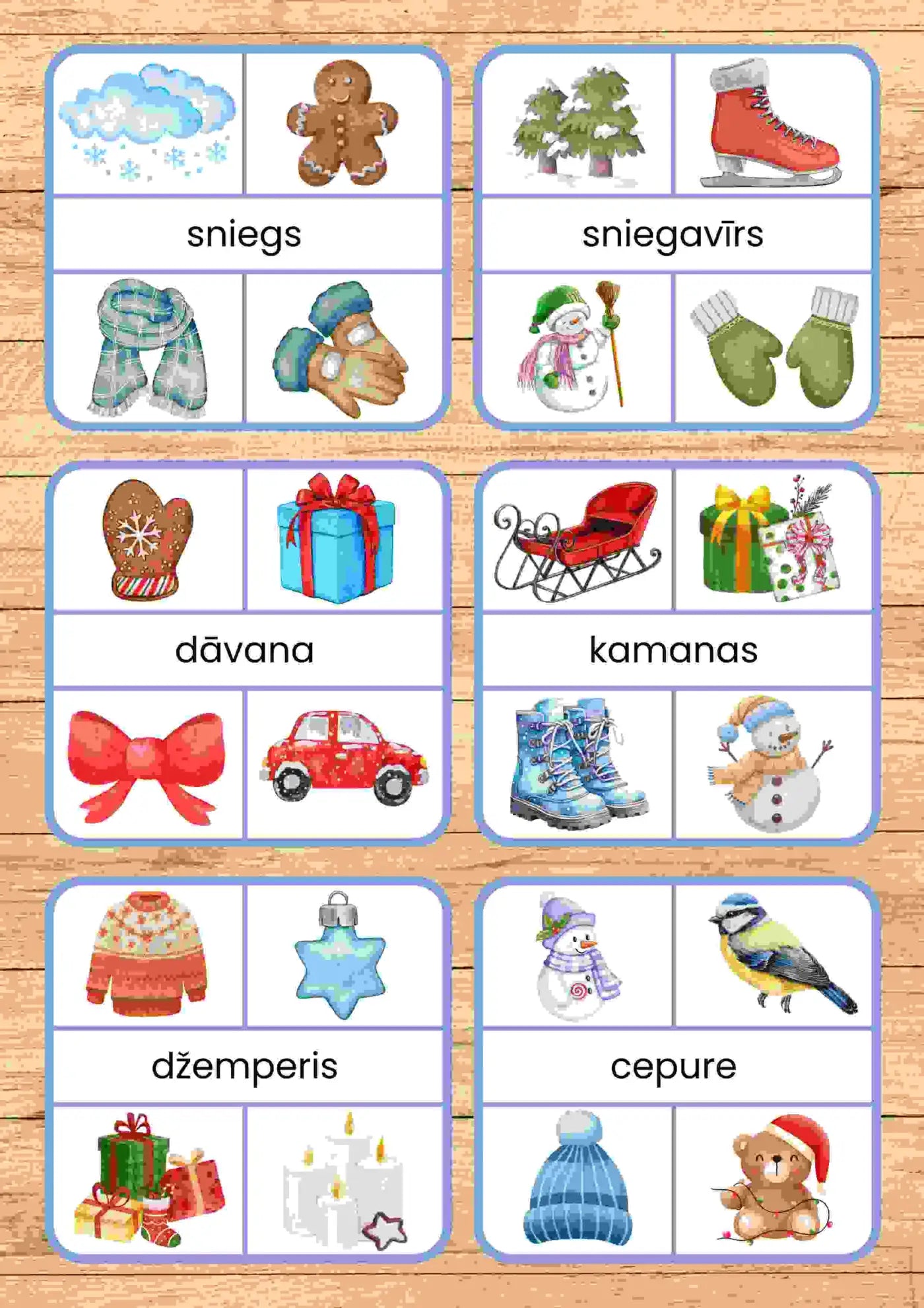 Ziema, pareizais attēls - kartītes metodo.lv